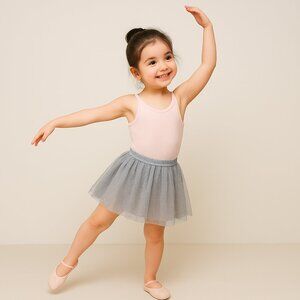 Uniqlo Girls Skirt Size 7 Lined Tulle Tutu silver Dance Party